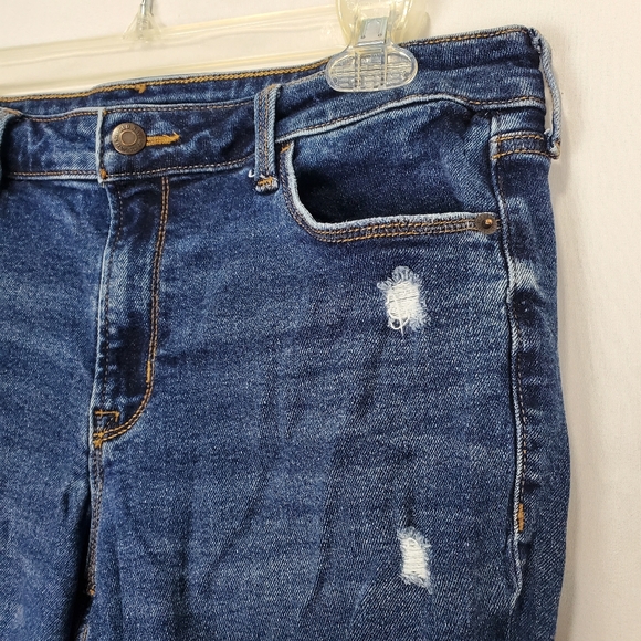 Old Navy Rockstar Womens Super Skinny Distressed Dark Blue Denim Jeans Size 10 - Picture 2 of 14